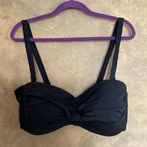 Swimsuits for All Black Twist Front Bikini Top Supportive Convertible Padded 20